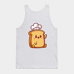 Cute Bread Chef Waving Hand Cartoon Tank Top